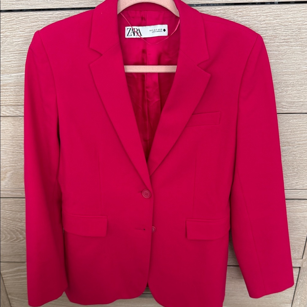 Zara Vibrant Pink Jacket and Pants Suit -small